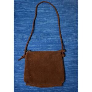 Vintage Esprit Chocolate Brown Bag Hippy BOHO Shoulder Suede Leather Purse 38B